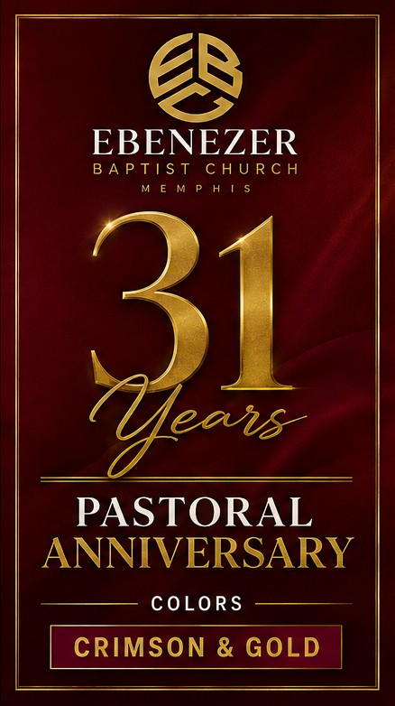 31 Years Pastoral Anniversary — colors: Crimson and Gold